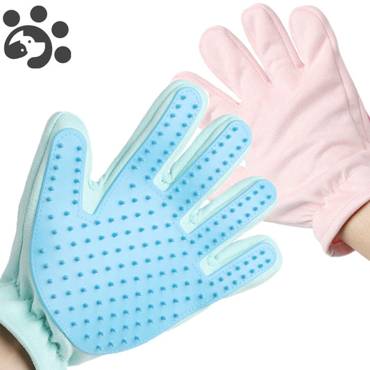 Cute Suede Silicone Cat Dog Pet Deshedding Brush Glove for Animal Wool Combing Cats Pet Hair Glove pet Grooming glove GL0001